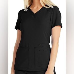 Cherokee Women's Iflex V-Neck Knit Panel Top, Size Medium